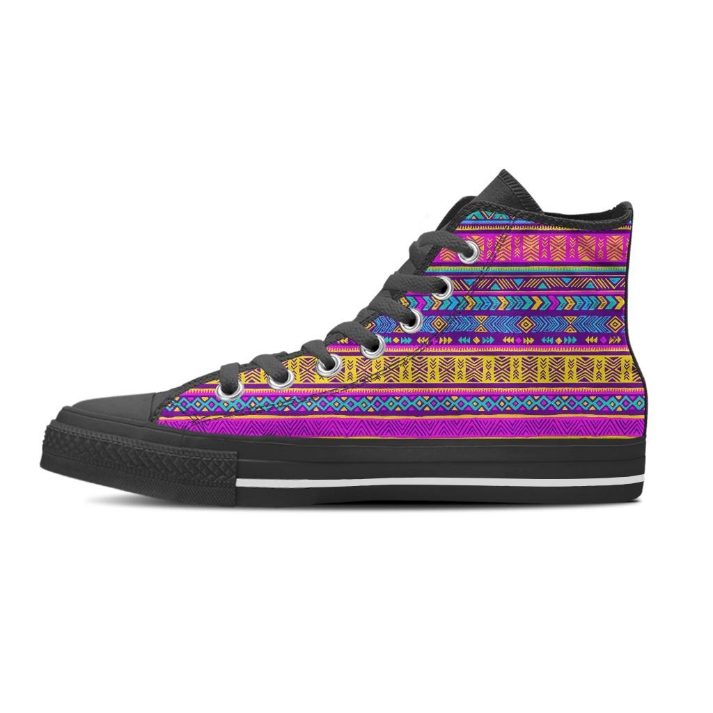 Colorful Neon Tribal Navajo Aztec Print Women's High Top Shoes-grizzshop