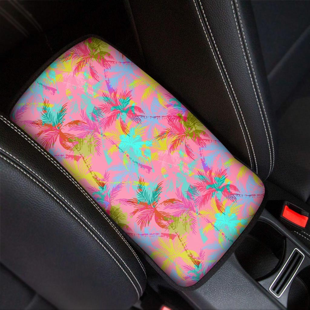 Colorful Palm Tree Hawaiian Print Car Console Cover-grizzshop