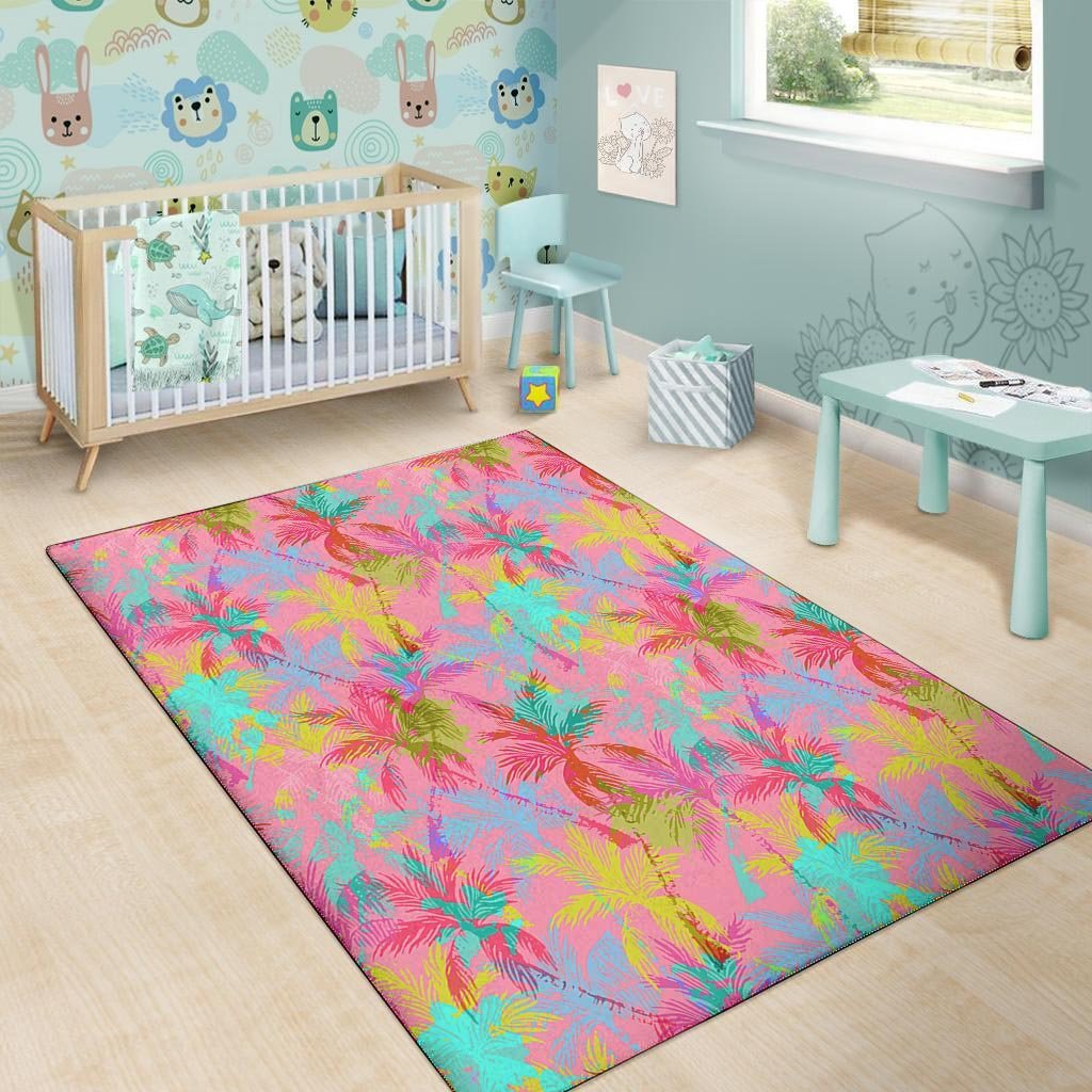Colorful Palm Tree Hawaiian Print Floor Mat-grizzshop