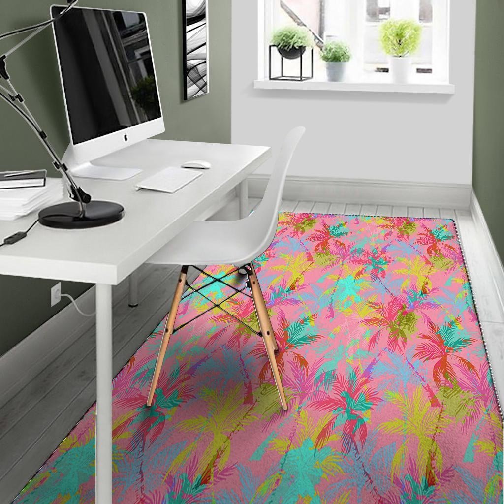 Colorful Palm Tree Hawaiian Print Floor Mat-grizzshop