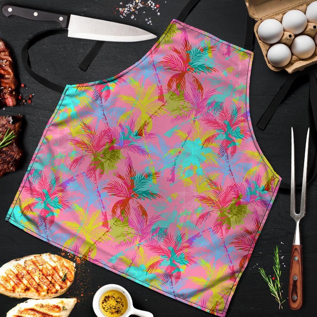 Colorful Palm Tree Hawaiian Print Men's Apron-grizzshop