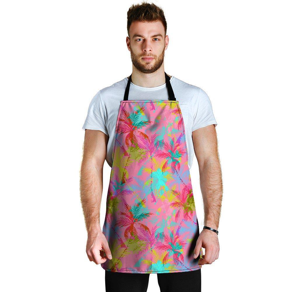 Colorful Palm Tree Hawaiian Print Men's Apron-grizzshop