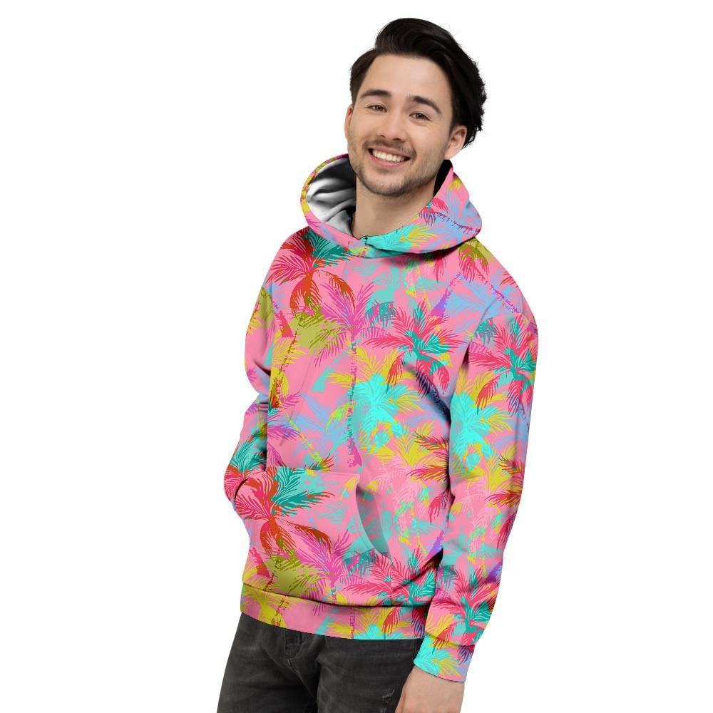 Colorful Palm Tree Hawaiian Print Men's Hoodie-grizzshop
