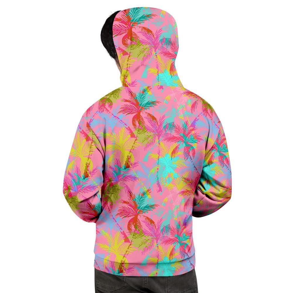Colorful Palm Tree Hawaiian Print Men's Hoodie-grizzshop