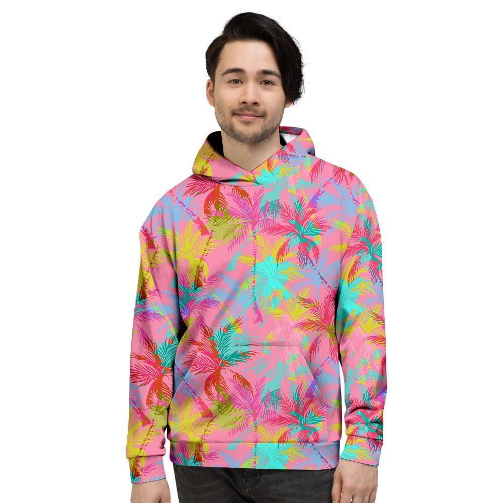 Colorful Palm Tree Hawaiian Print Men's Hoodie-grizzshop