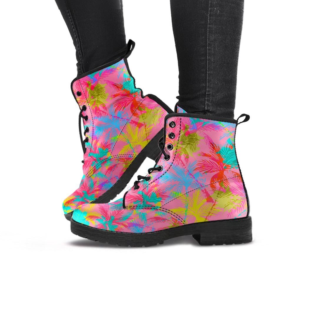 Colorful Palm Tree Hawaiian Print Women's Boots-grizzshop