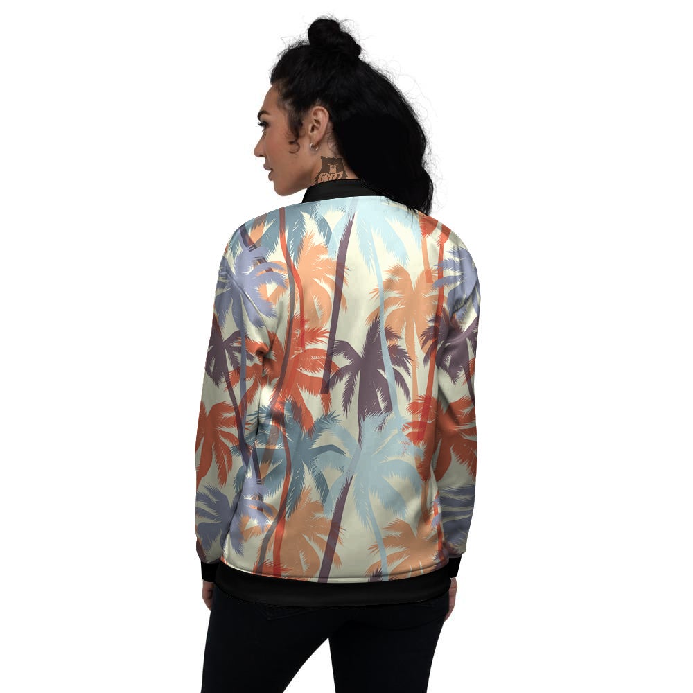 Colorful Palm Trees Print Pattern Women's Bomber Jacket-grizzshop