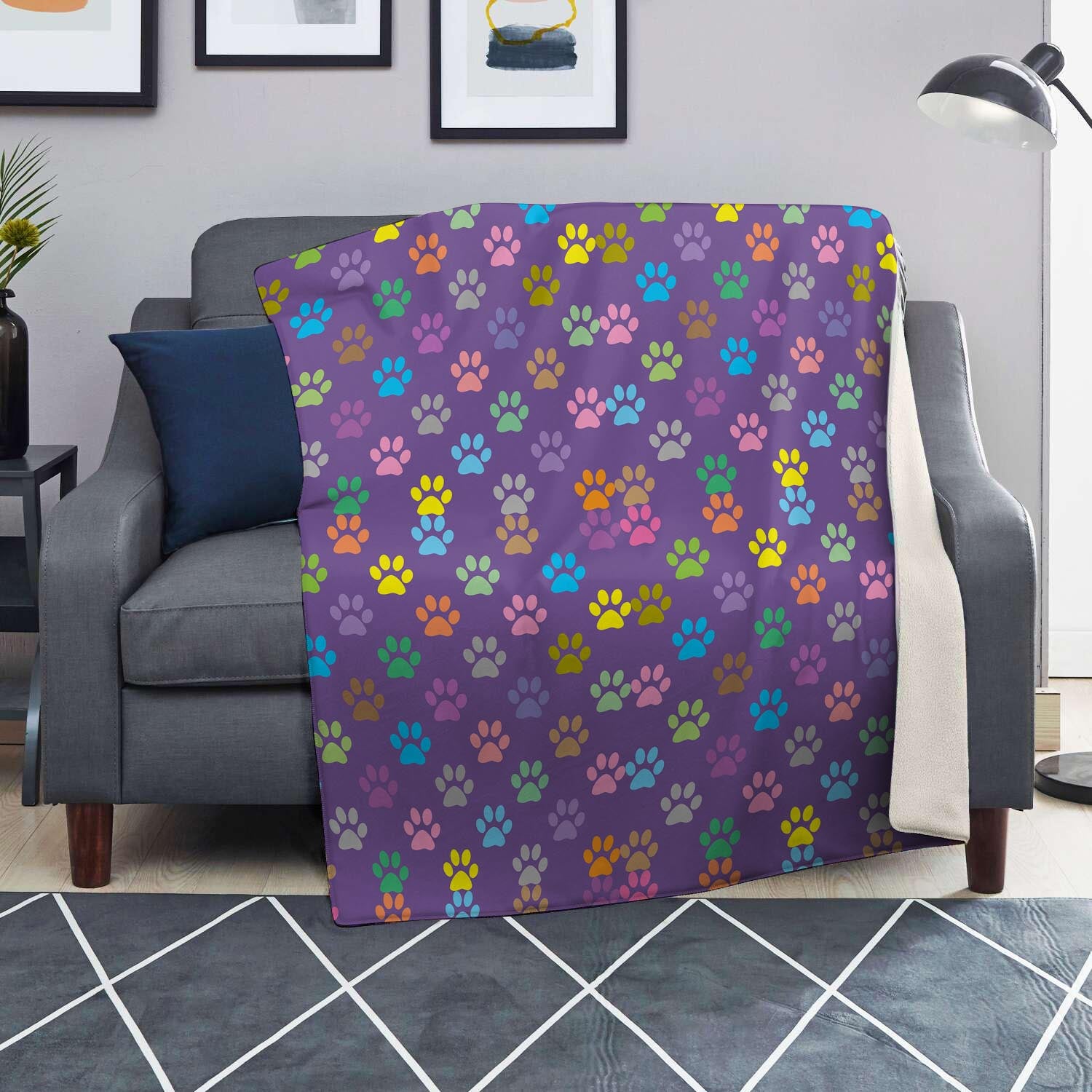 Colorful Paw Blanket-grizzshop