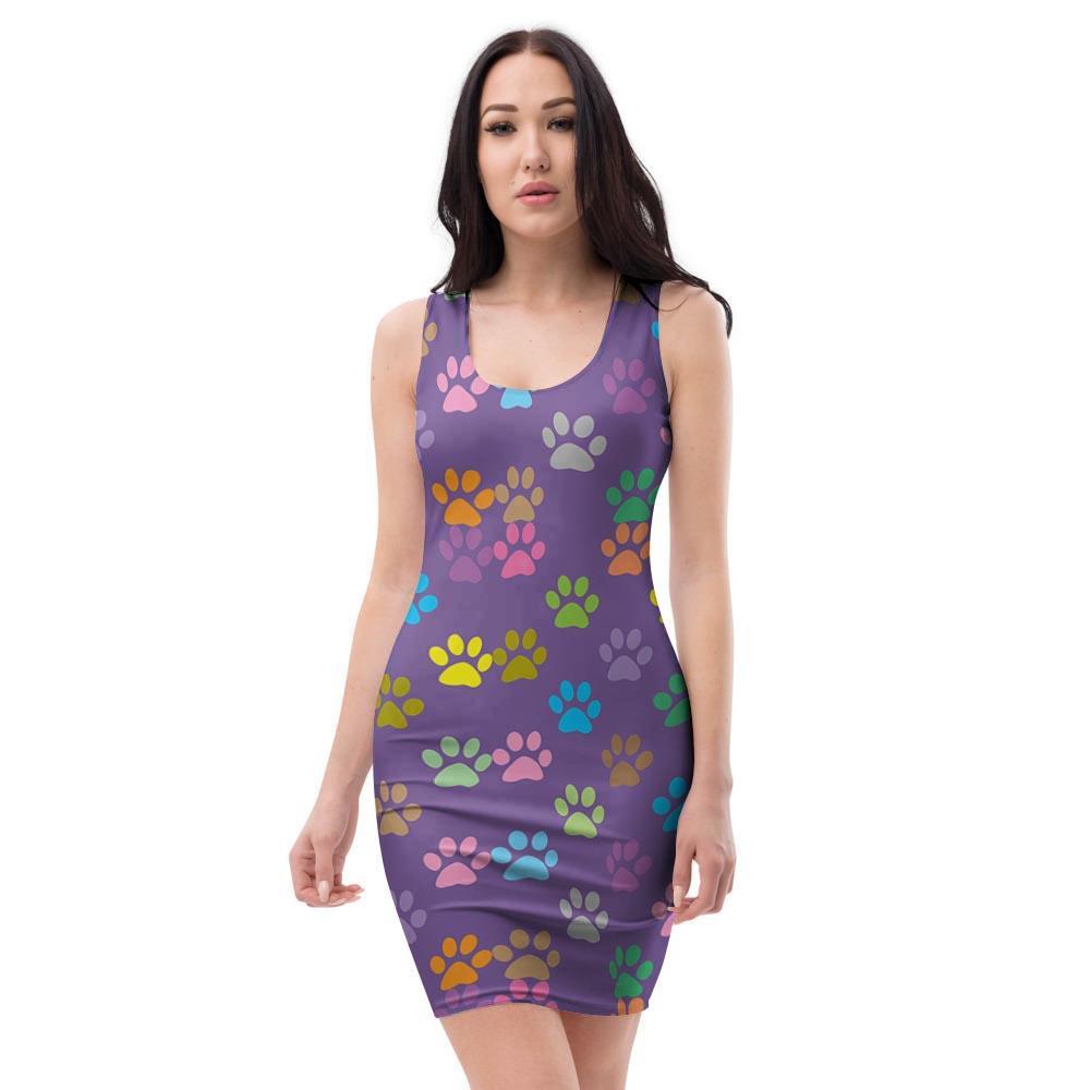 Colorful Paw Bodycon Dress-grizzshop