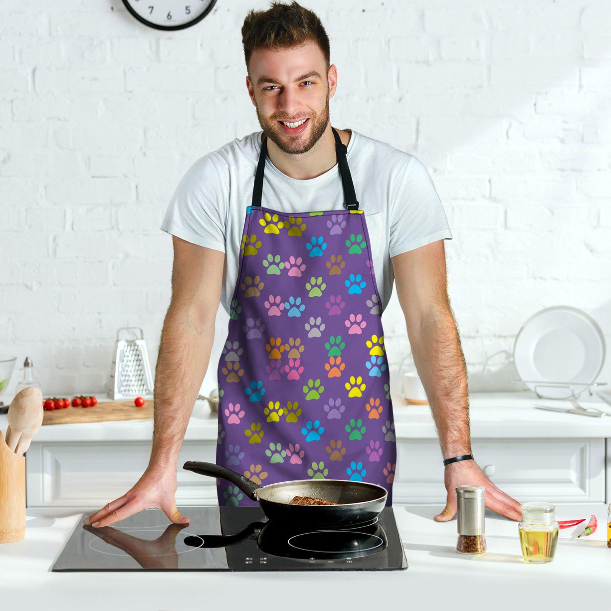 Colorful Paw Men's Apron-grizzshop
