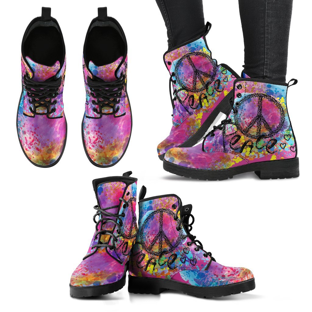 Colorful Peace Women's Leather Boots-grizzshop