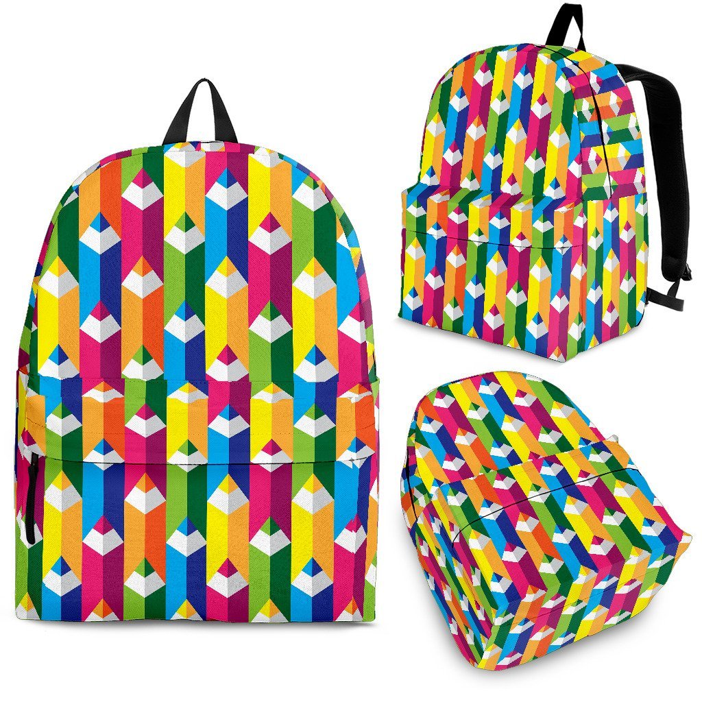 Colorful Pencil Pattern Print Premium Backpack-grizzshop