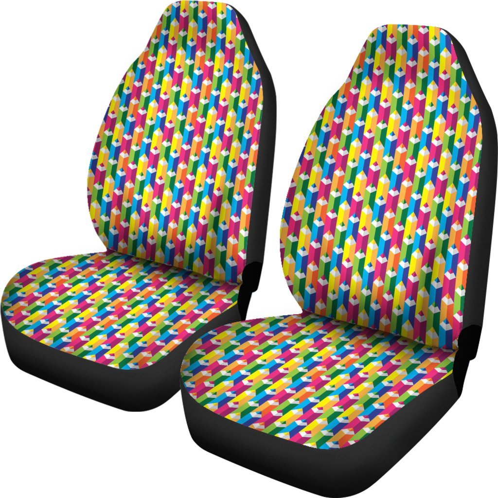 Colorful Pencil Pattern Print Universal Fit Car Seat Cover-grizzshop