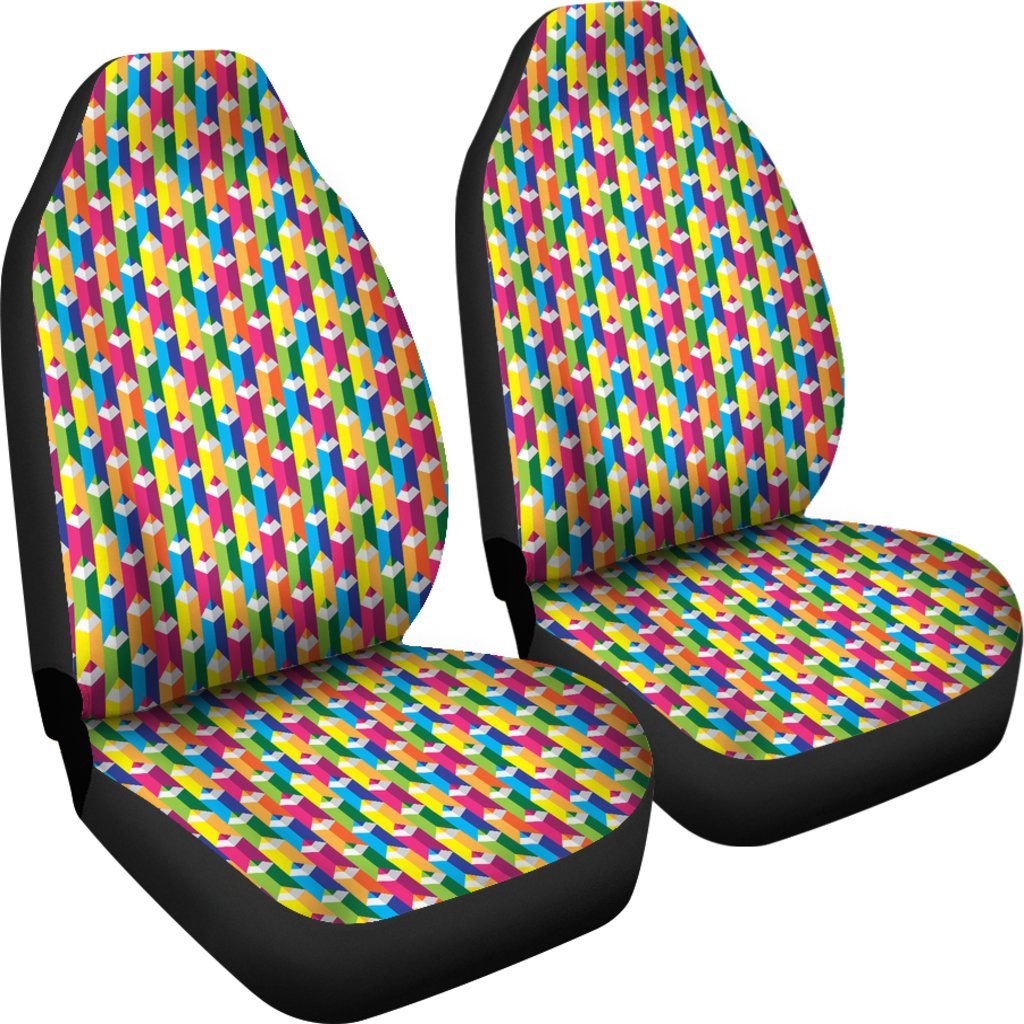 Colorful Pencil Pattern Print Universal Fit Car Seat Cover-grizzshop