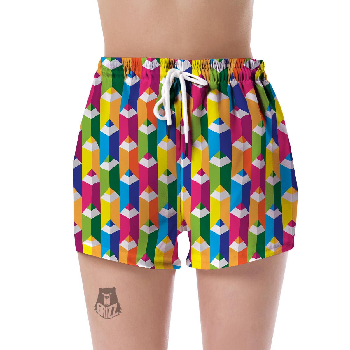 Colorful Pencil Pattern Print Women's Shorts-grizzshop