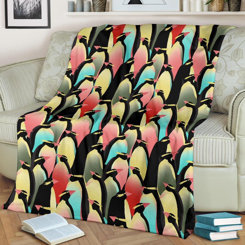 Colorful Penguin Pattern Print Blanket-grizzshop