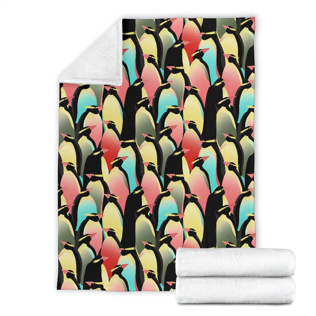 Colorful Penguin Pattern Print Blanket-grizzshop