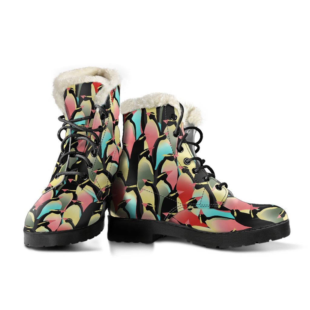 Colorful Penguin Pattern Print Comfy Winter Boots-grizzshop