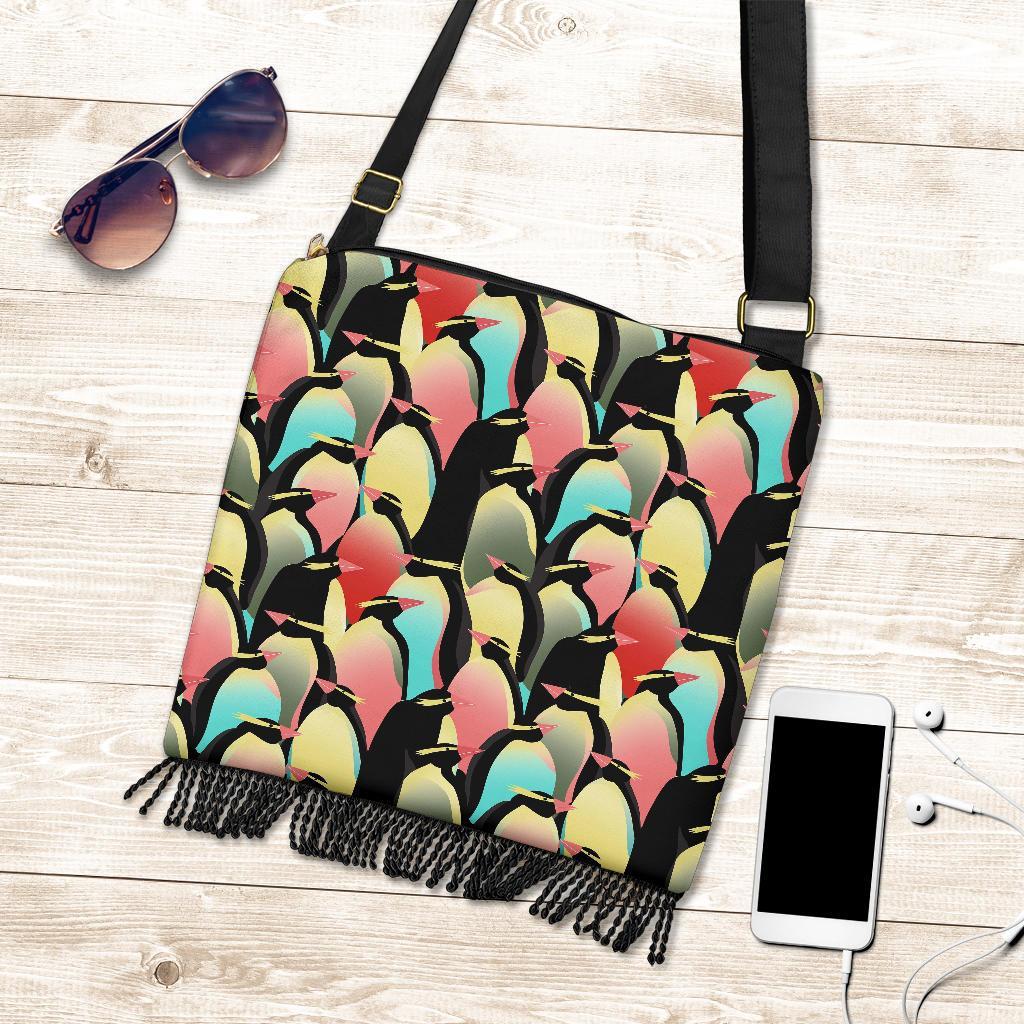 Colorful Penguin Pattern Print Crossbody Bags-grizzshop