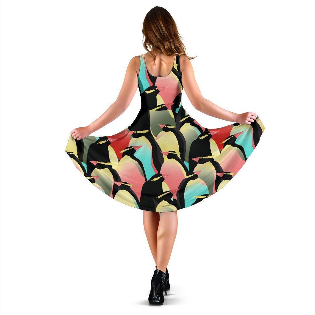Colorful Penguin Pattern Print Dress-grizzshop