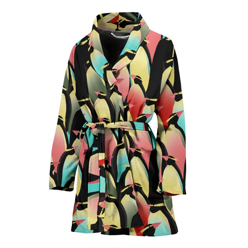 Colorful Penguin Pattern Print Pattern Print Women Long Robe-grizzshop