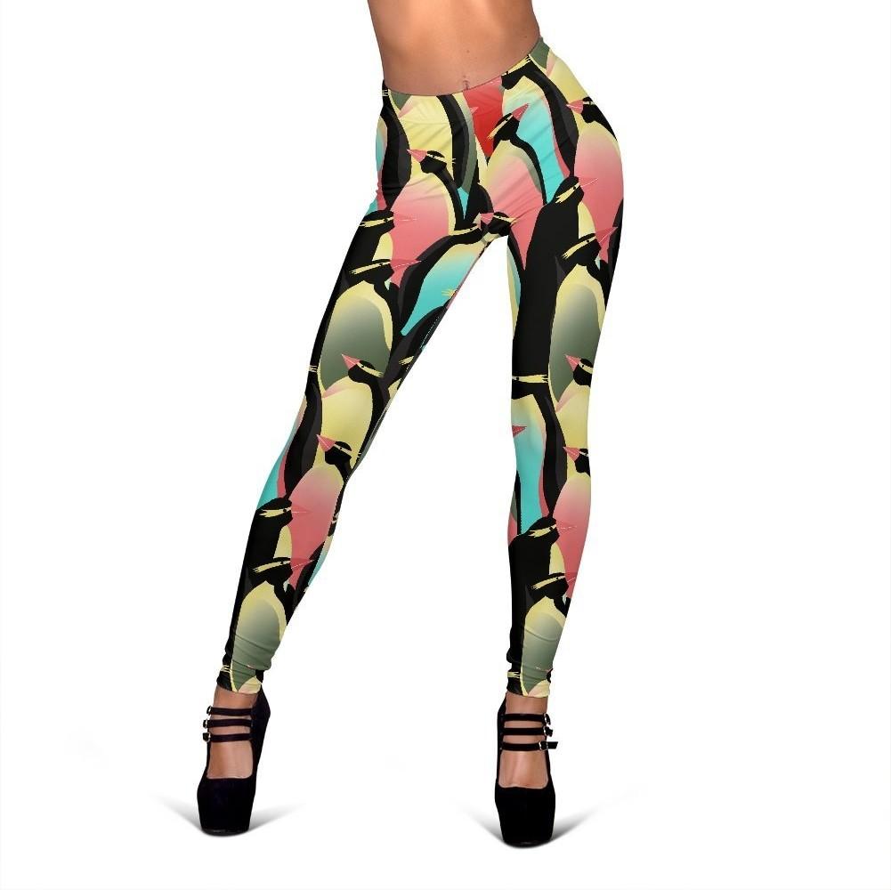 Colorful Penguin Pattern Print Women Leggings-grizzshop