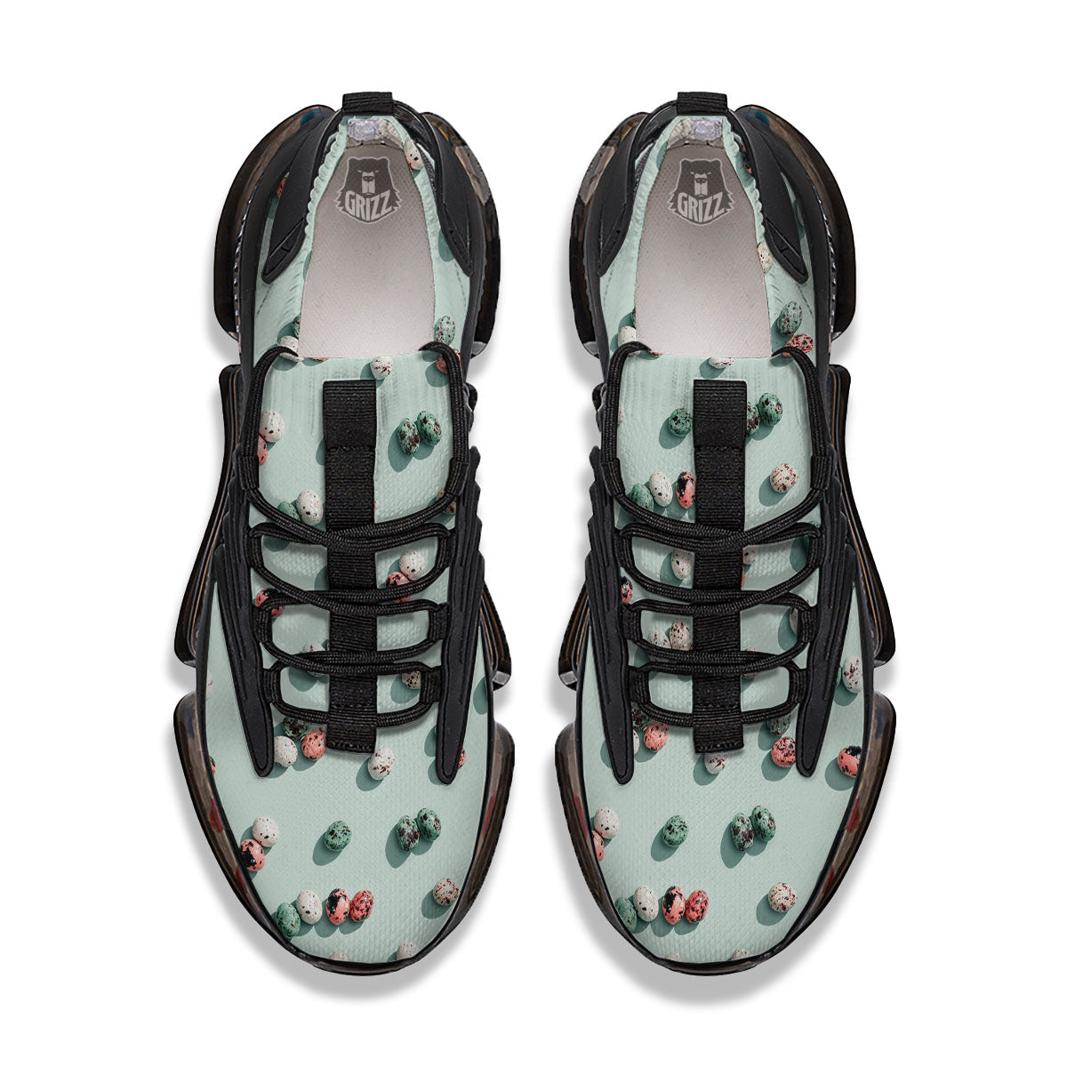 Colorful Pile Of Easter Eggs Print Pattern Black Gym Shoes-grizzshop
