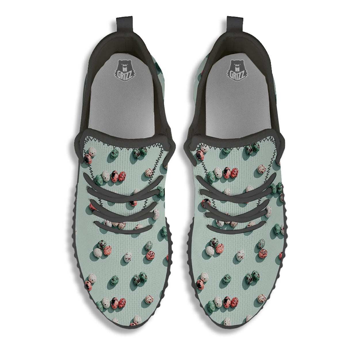 Colorful Pile Of Easter Eggs Print Pattern Black Walking Shoes-grizzshop