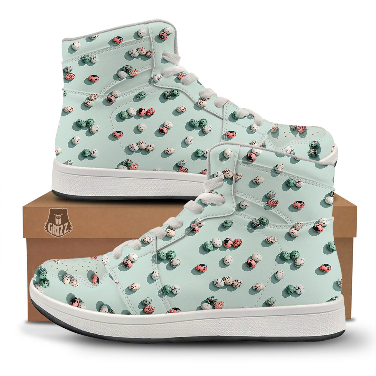Colorful Pile Of Easter Eggs Print Pattern High Top Sneakers-grizzshop