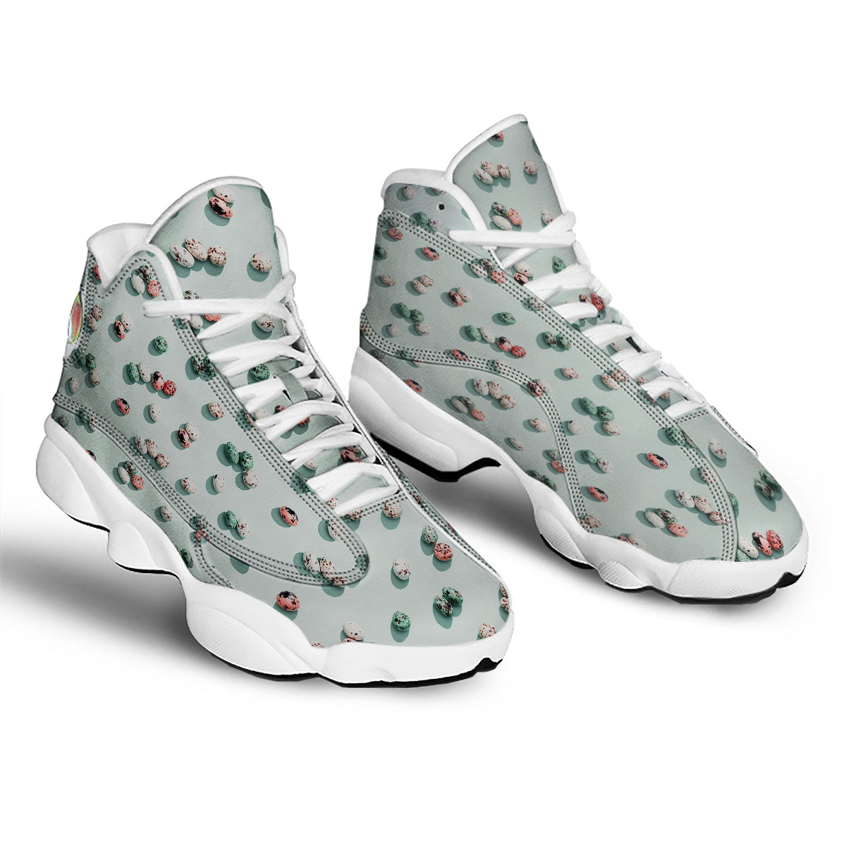 Colorful Pile Of Easter Eggs Print Pattern White Basketball Shoes-grizzshop