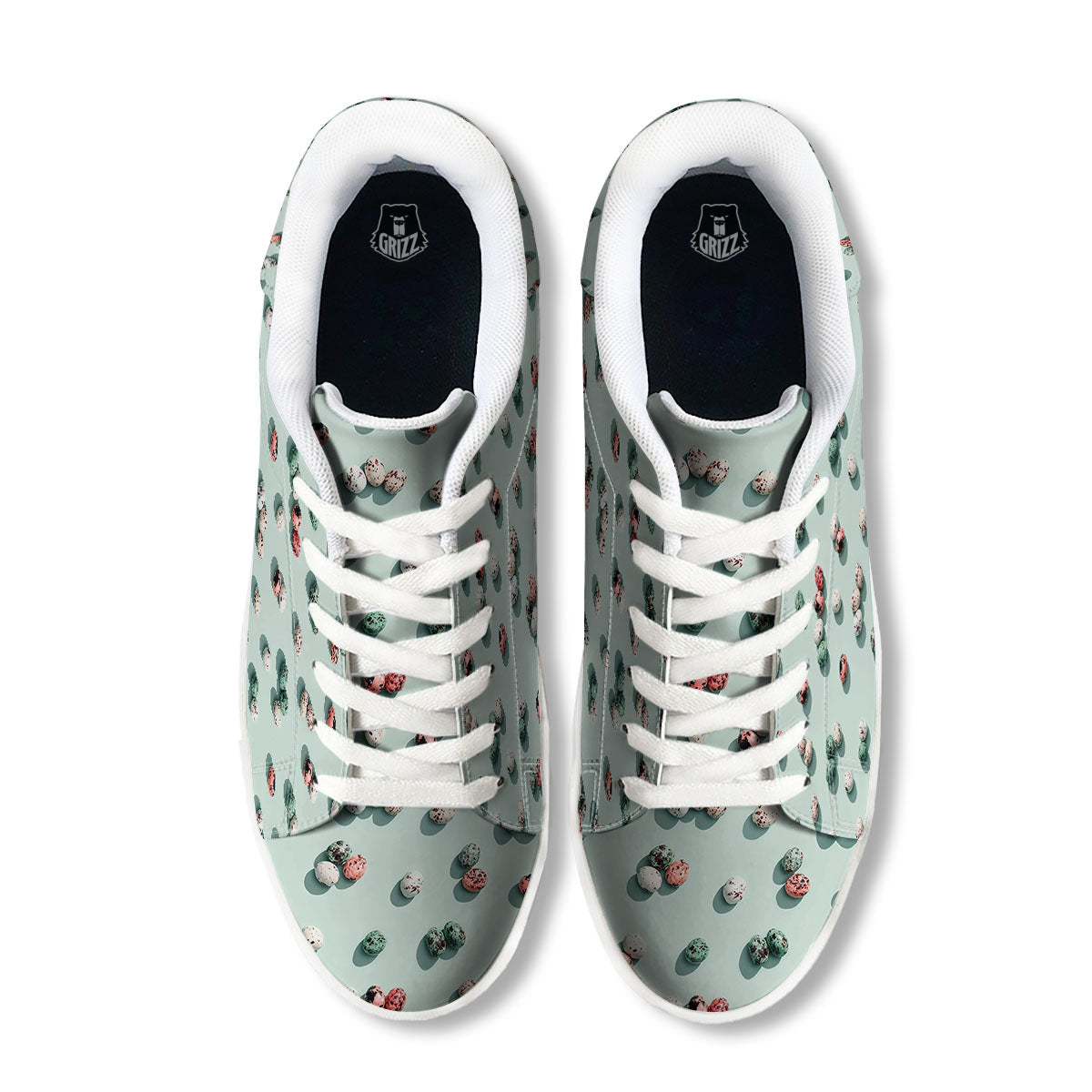 Colorful Pile Of Easter Eggs Print Pattern White Low Top Sneakers-grizzshop