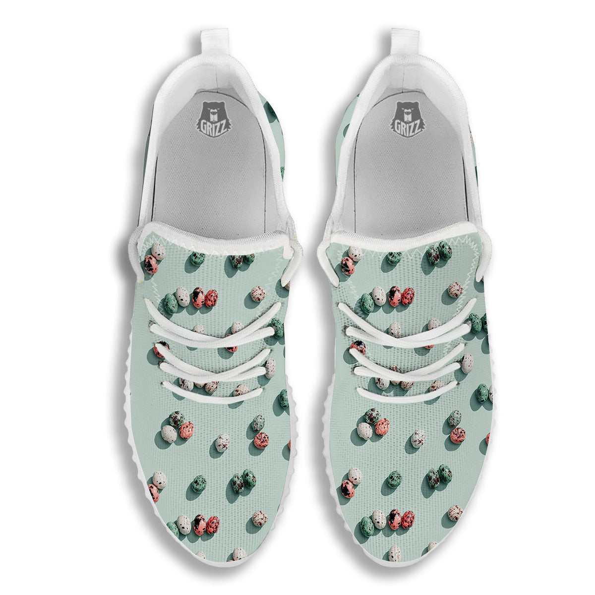 Colorful Pile Of Easter Eggs Print Pattern White Walking Shoes-grizzshop