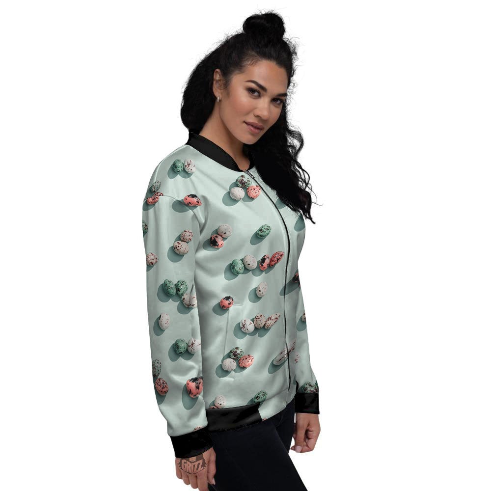 Colorful Pile Of Easter Eggs Print Pattern Women's Bomber Jacket-grizzshop