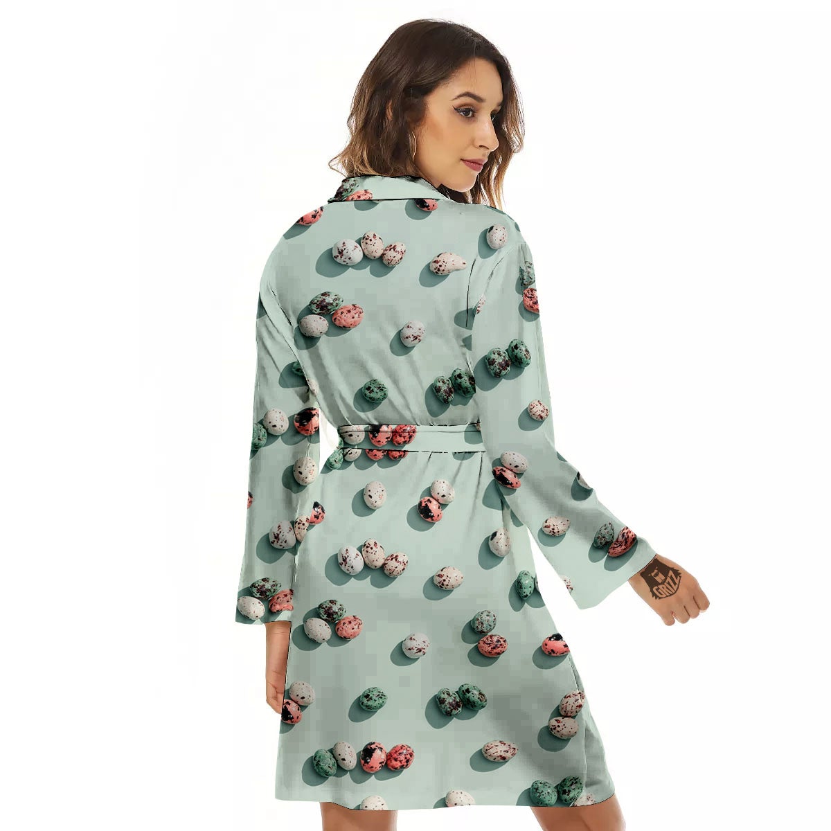 Colorful Pile Of Easter Eggs Print Pattern Women's Robe-grizzshop