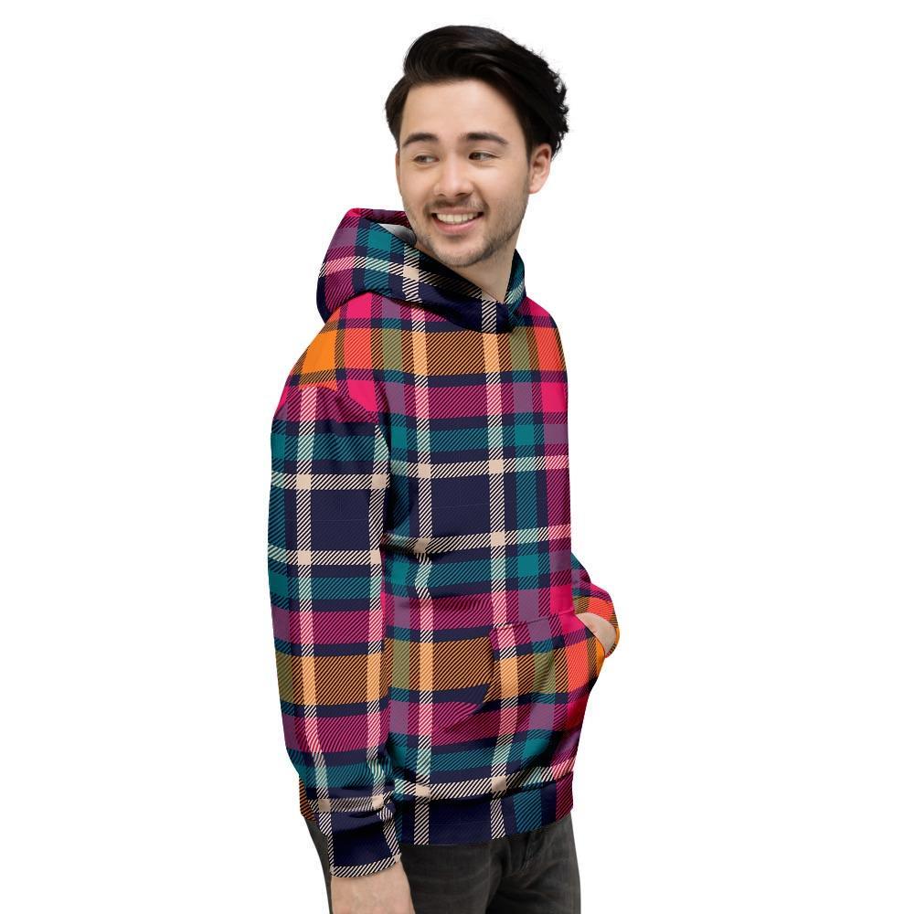 Colorful Plaid Tartan Men's Hoodie-grizzshop