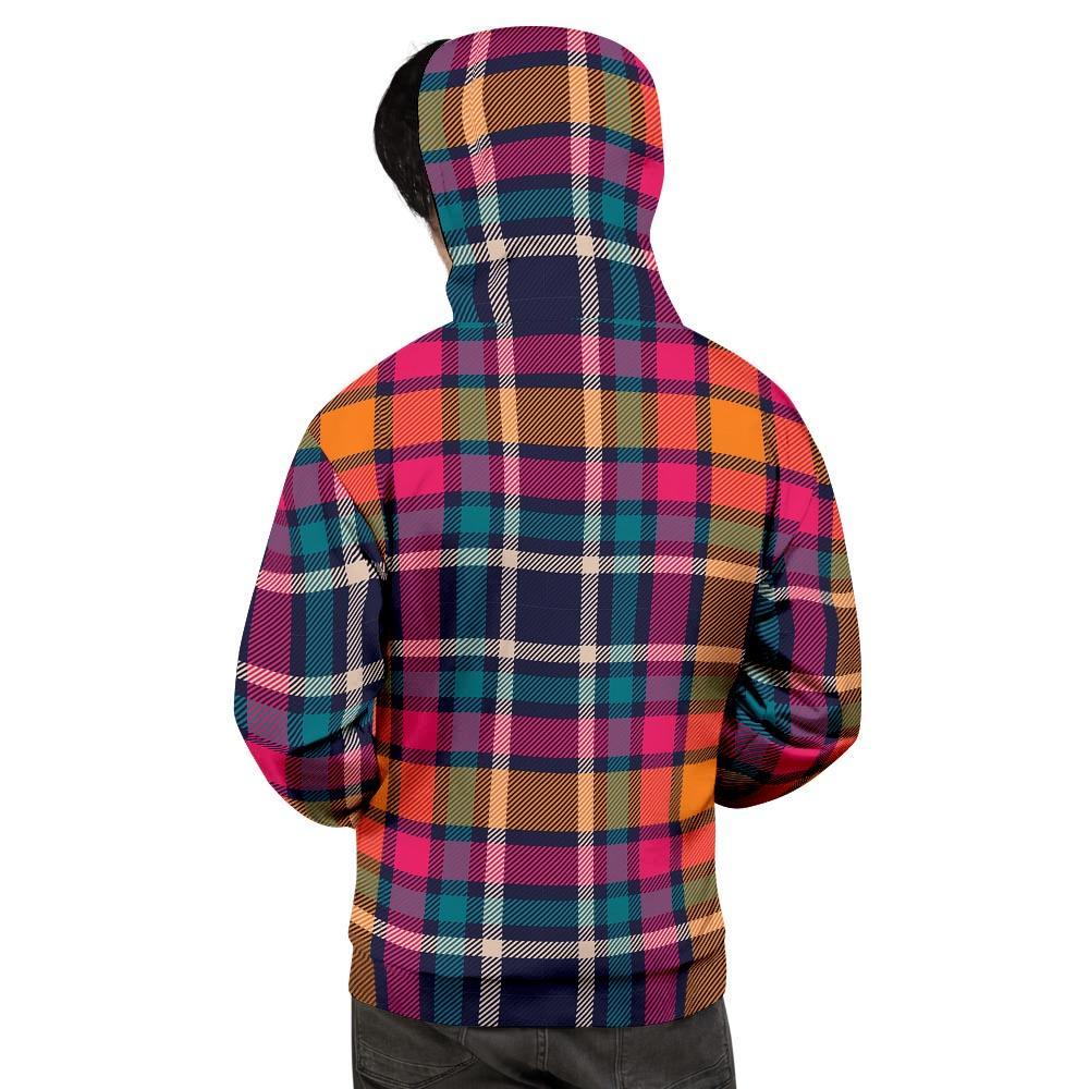 Colorful Plaid Tartan Men's Hoodie-grizzshop