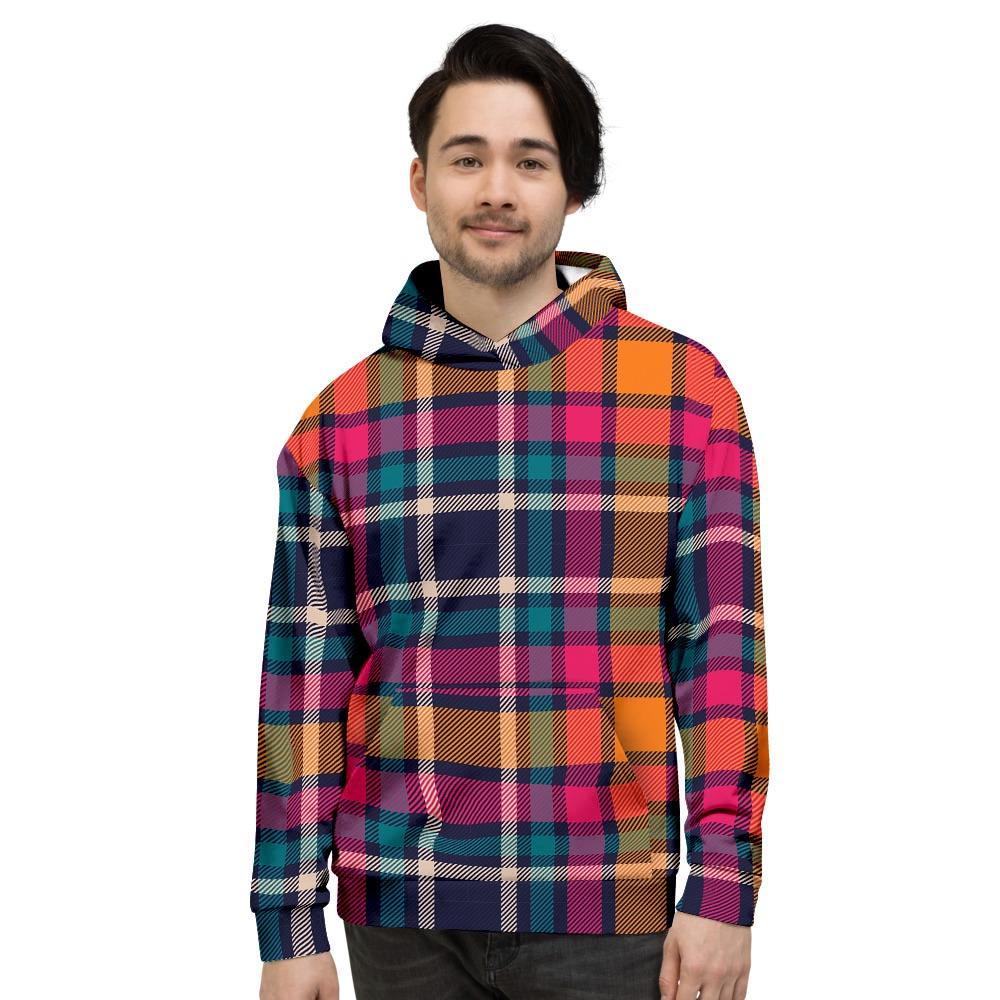 Colorful Plaid Tartan Men's Hoodie-grizzshop