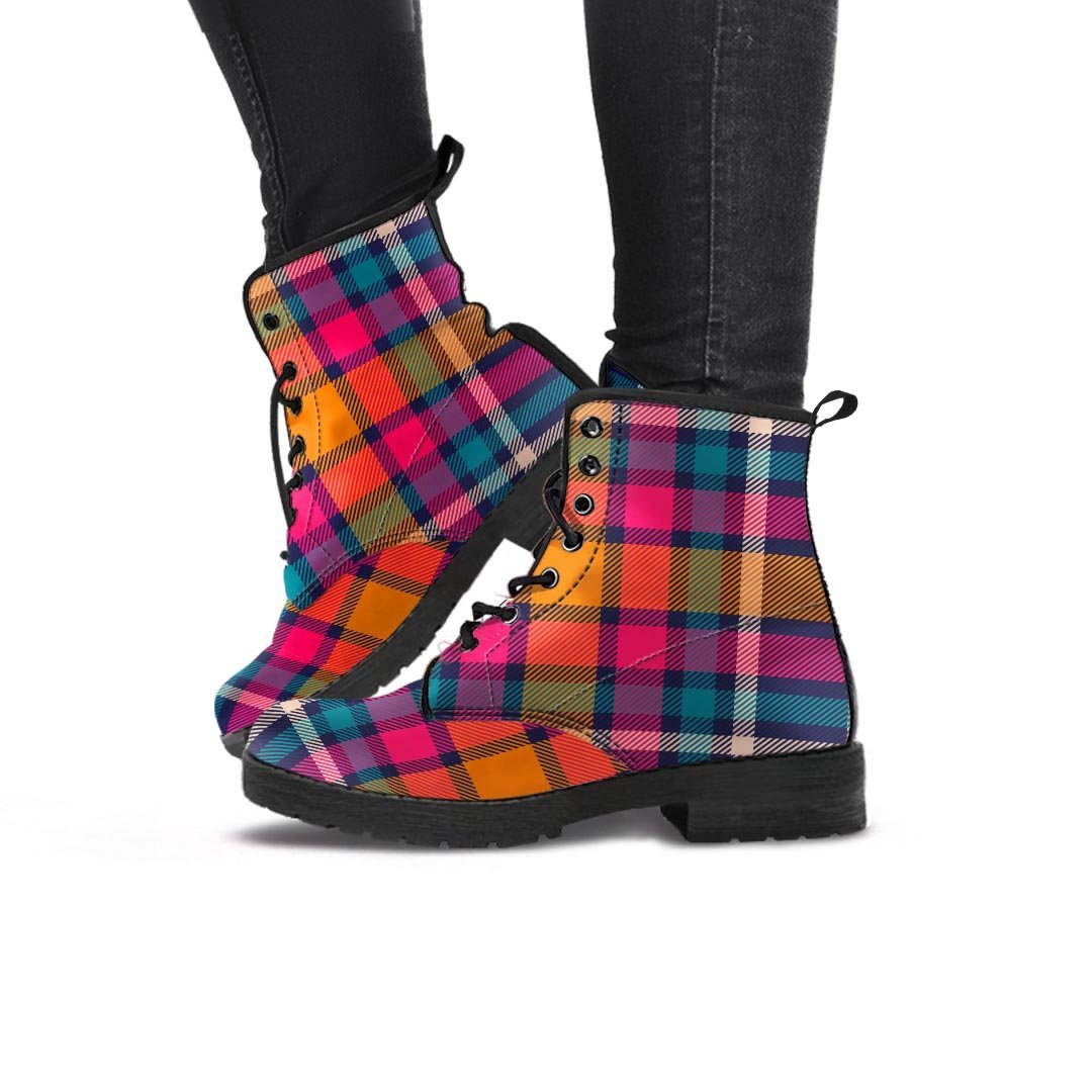 Colorful Plaid Tartan Women's Boots-grizzshop