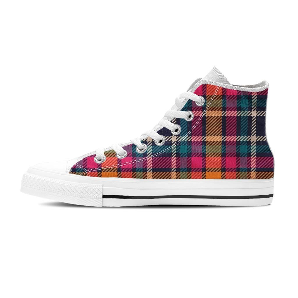 Colorful Plaid Tartan Women's High Top Shoes-grizzshop