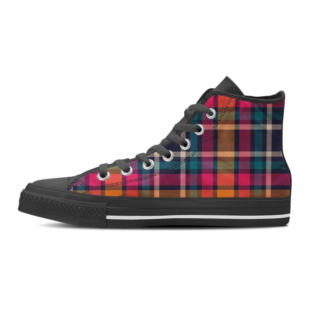 Colorful Plaid Tartan Women's High Top Shoes-grizzshop