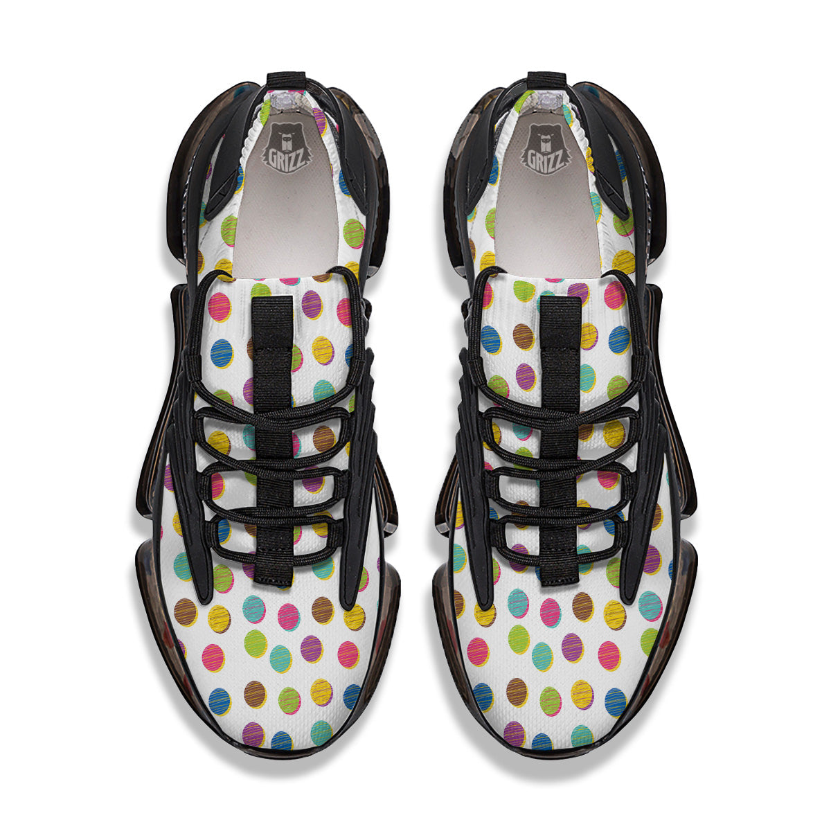 Colorful Polka Dot Hand Drawn Print Pattern Black Gym Shoes-grizzshop