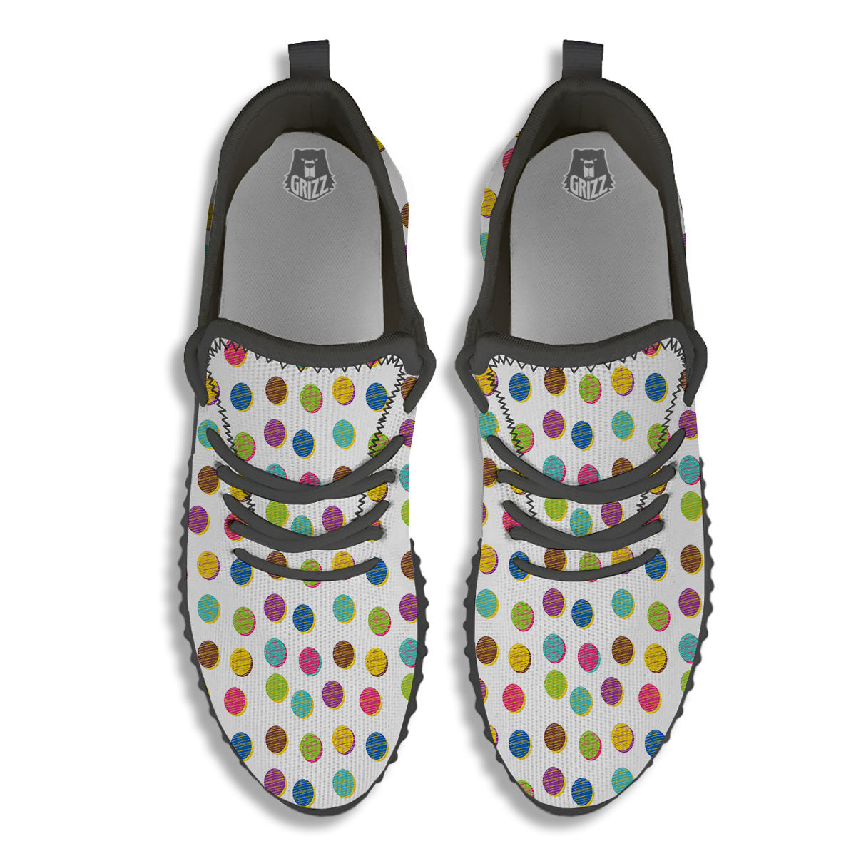Colorful Polka Dot Hand Drawn Print Pattern Black Walking Shoes-grizzshop