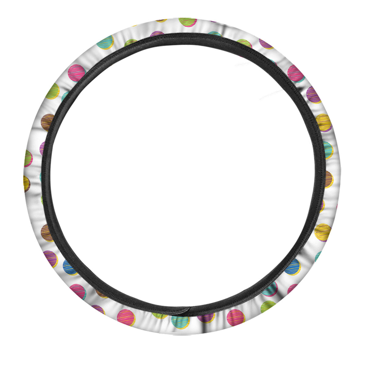Colorful Polka Dot Hand Drawn Print Pattern Car Steering Wheel Cover-grizzshop