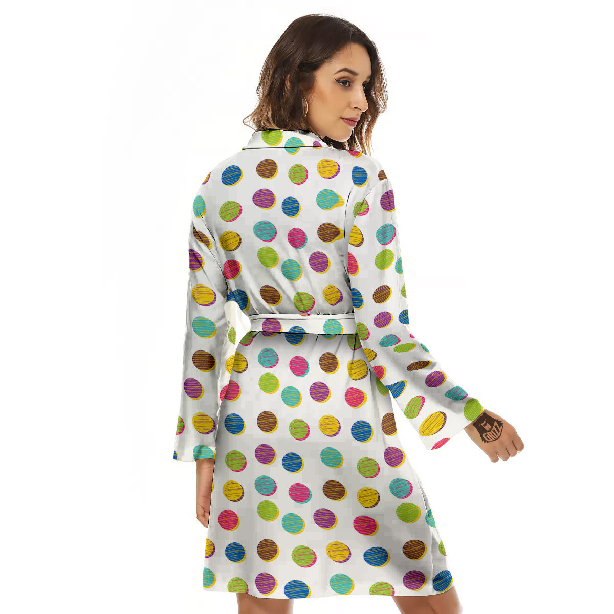 Colorful Polka Dot Hand Drawn Print Pattern Women's Robe-grizzshop