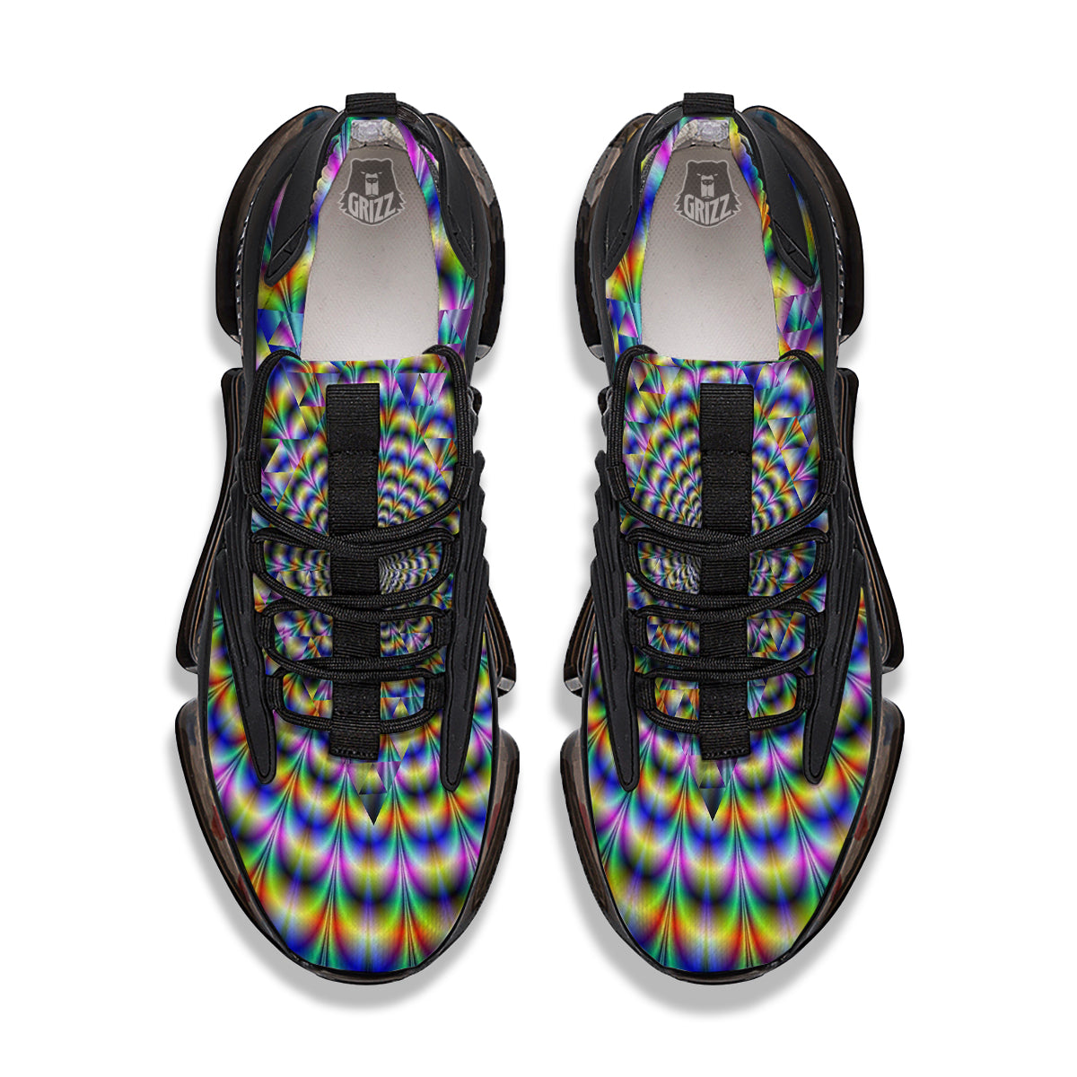 Colorful Psychedelic And Triangle Print Black Gym Shoes-grizzshop