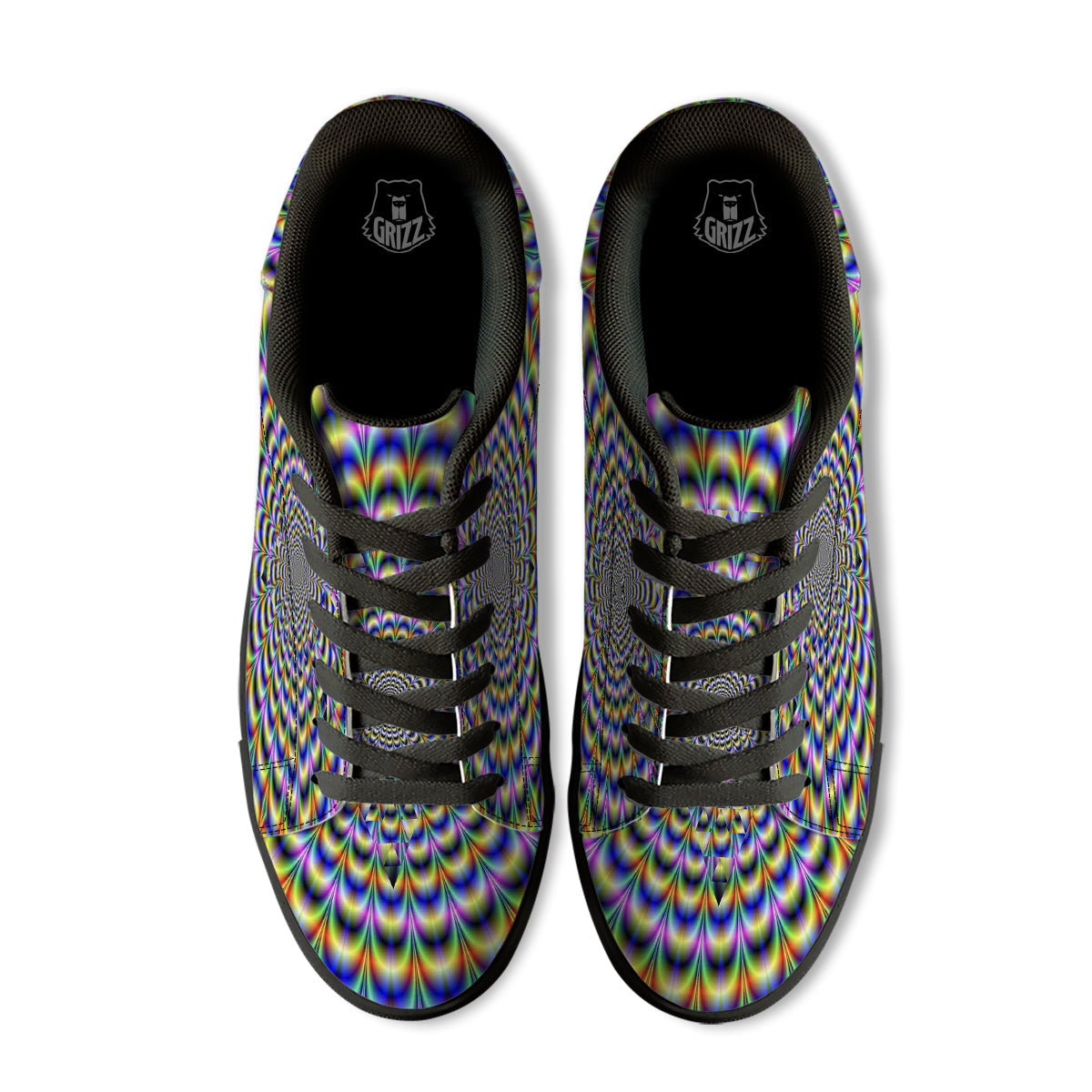 Colorful Psychedelic And Triangle Print Black Low Top Sneakers-grizzshop