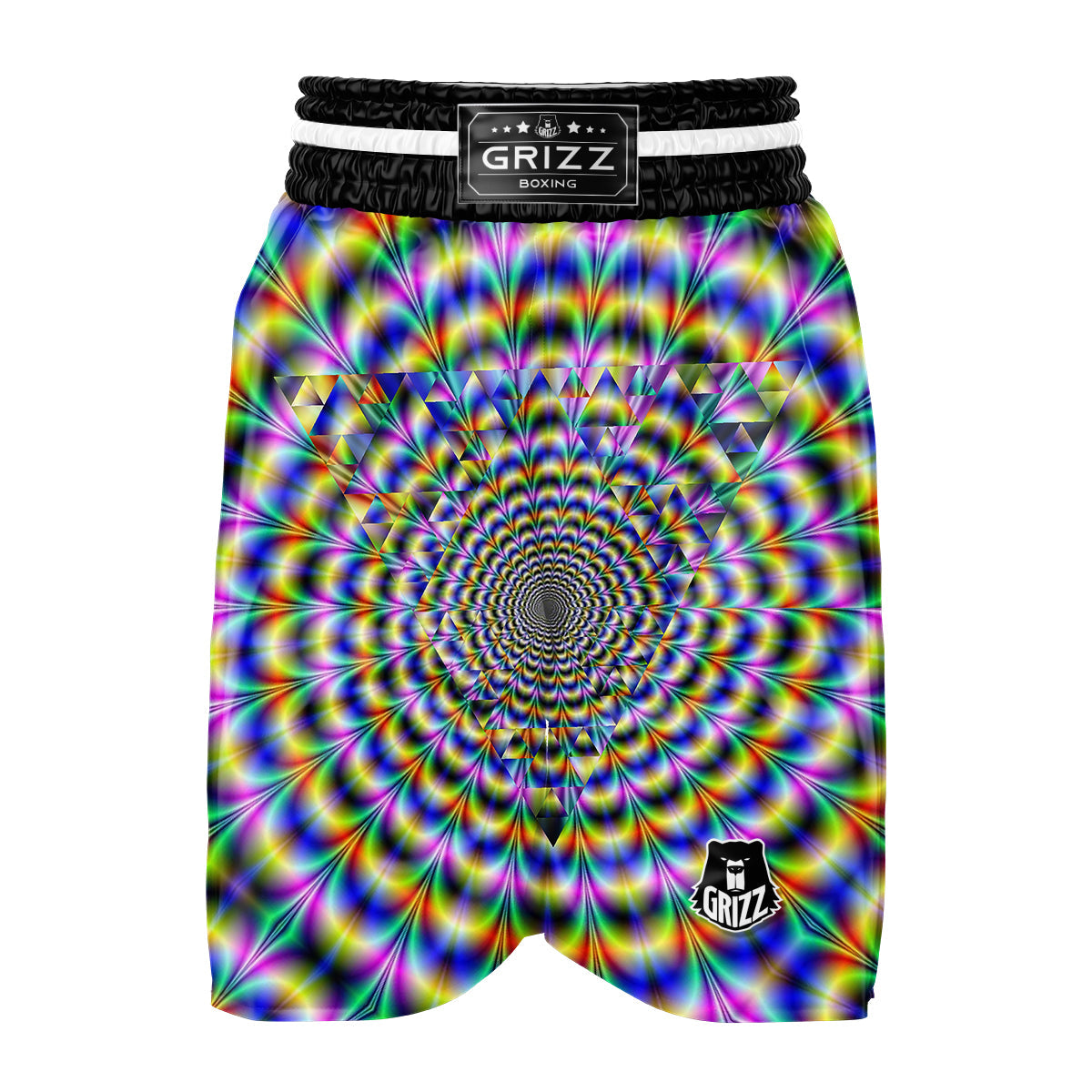 Colorful Psychedelic And Triangle Print Boxing Shorts-grizzshop
