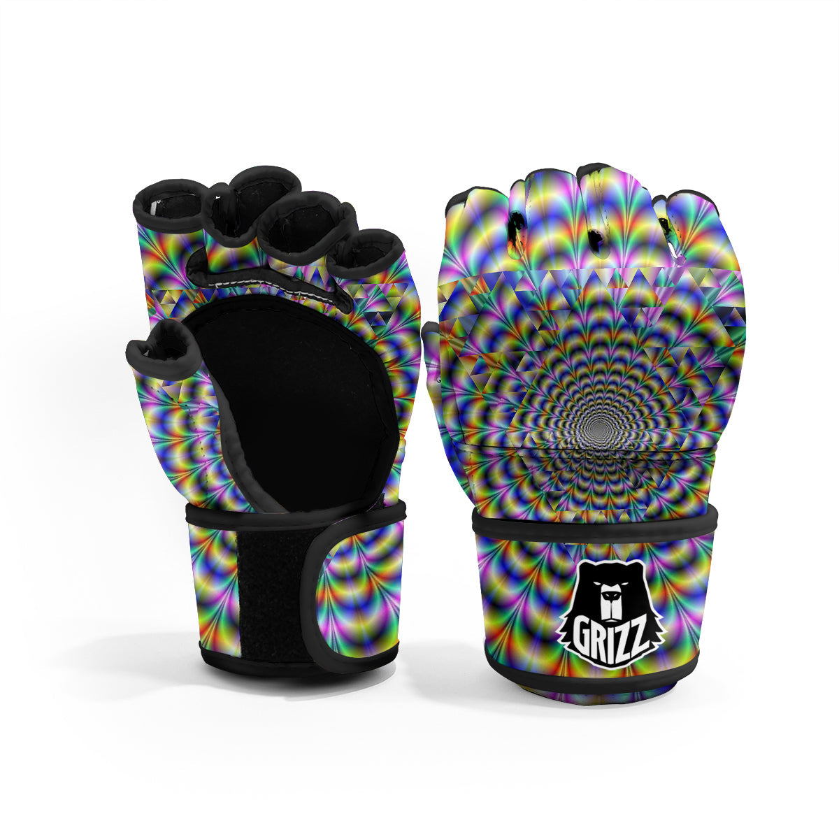Colorful Psychedelic And Triangle Print MMA Gloves-grizzshop