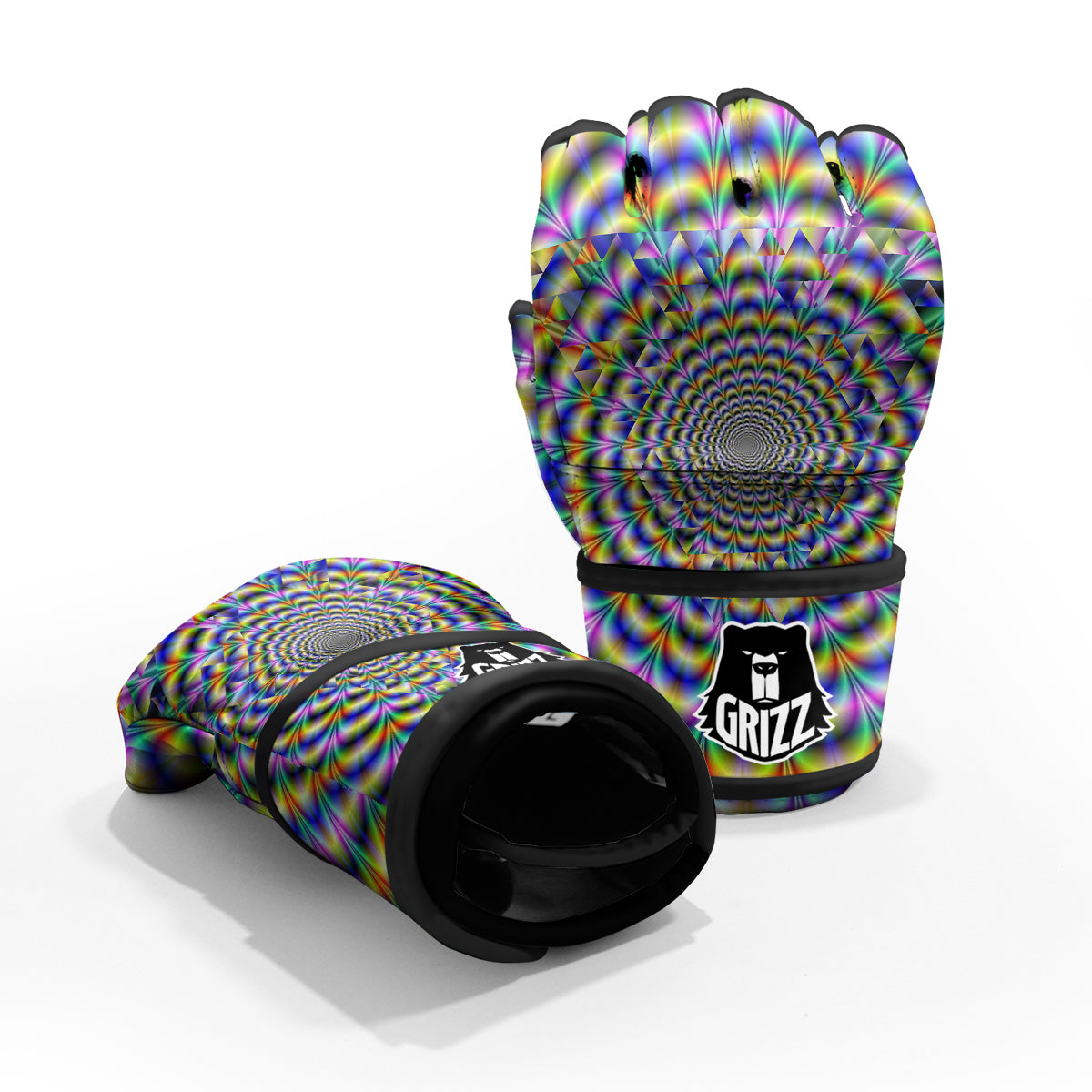 Colorful Psychedelic And Triangle Print MMA Gloves-grizzshop