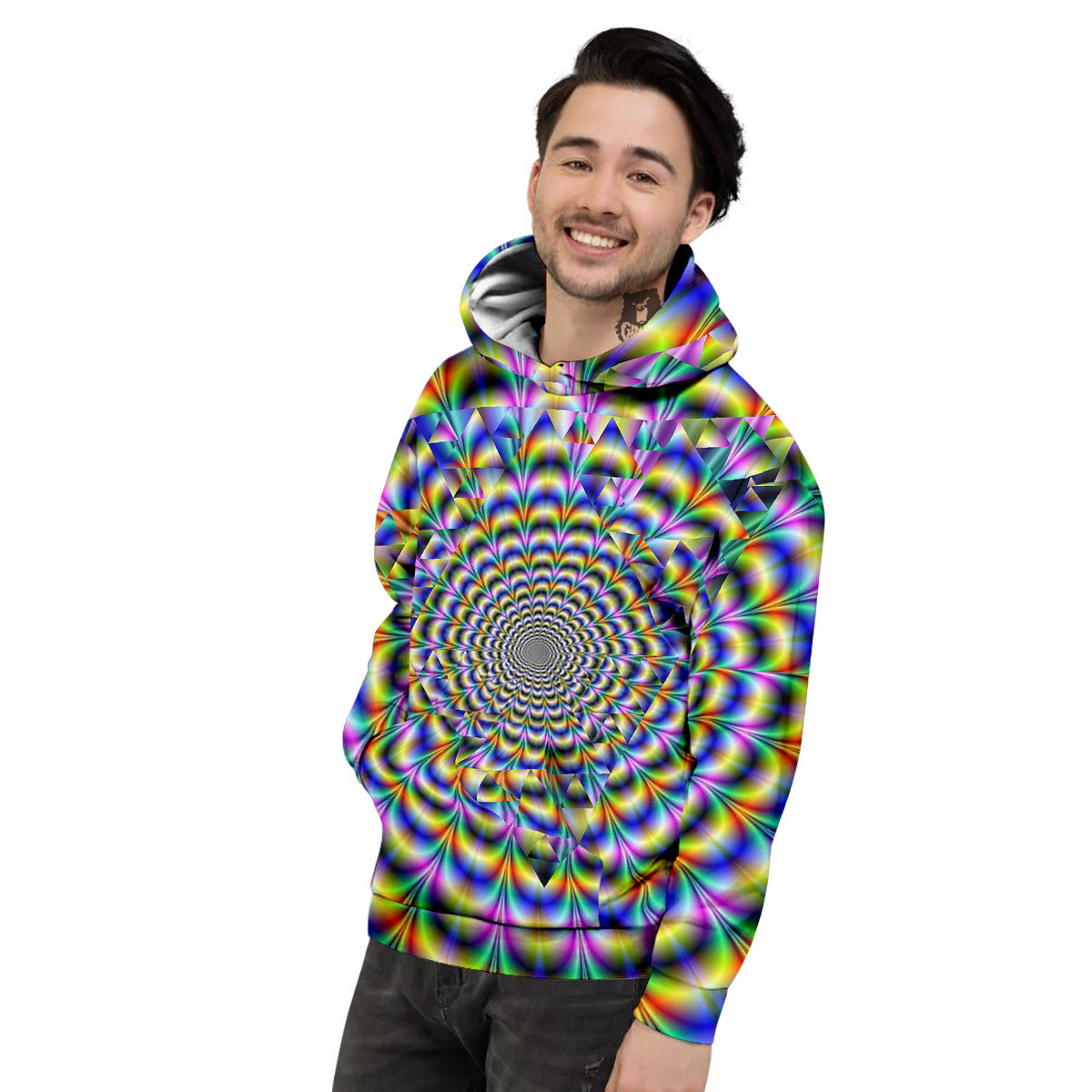 Colorful Psychedelic And Triangle Print Men's Hoodie-grizzshop
